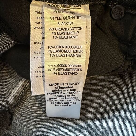 GOOD AMERICAN GOOD LEGS RAW HEM SKINNY JEANS Black184 Size 2/26 - Picture 10 of 13